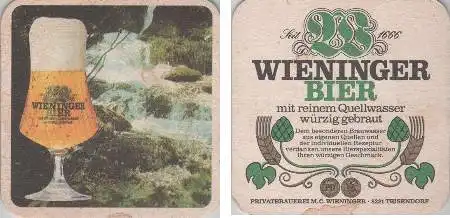 Bierdeckel quadratisch - Wieninger mit reinem Quellwasser