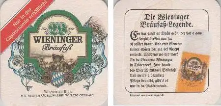 Bierdeckel quadratisch - Wieninger - Bräufaß - Legende