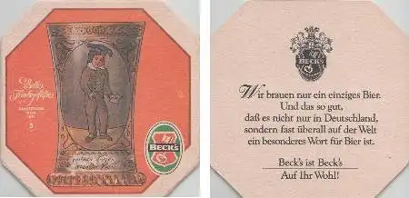 Bierdeckel 8-eckig - Becks - Ranftbecher Wien