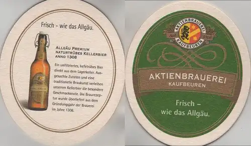 Bierdeckel oval - Aktien-Brauerei, Kaufbeuren