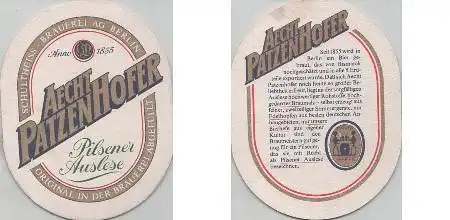 Bierdeckel oval - Patzenhofer Aecht