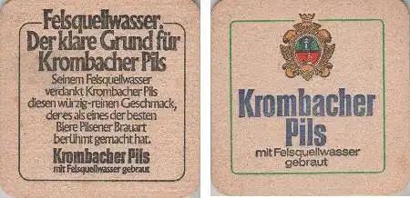 Bierdeckel quadratisch - Krombacher - der klare Grund