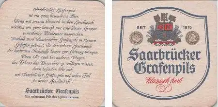 Bierdeckel quadratisch - Saarbrücker Grafenpils - klassisch