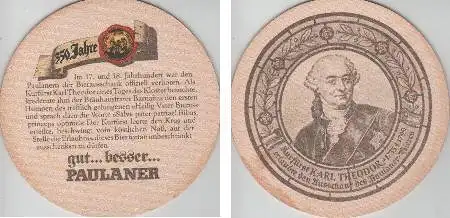 Bierdeckel rund - Paulaner - Karl Theodor Kurfürst