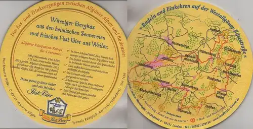 Bierdeckel rund - Post-Brauerei, Weiler