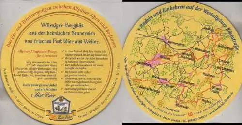 Bierdeckel rund - Post-Brauerei, Weiler