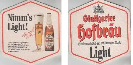 Bierdeckel 6-eckig - Stuttgarter Hofbräu - light