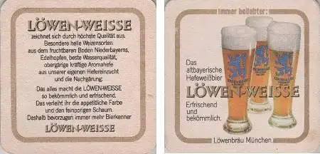 Bierdeckel quadratisch - Löwenbräu - Löwen-Weisse