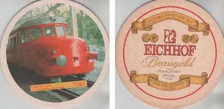 Bierdeckel rund - Eichhof - Roter Pfeil - Nadelloch