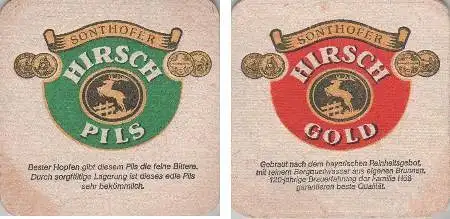 Bierdeckel quadratisch - Hirsch - Pils - Gold