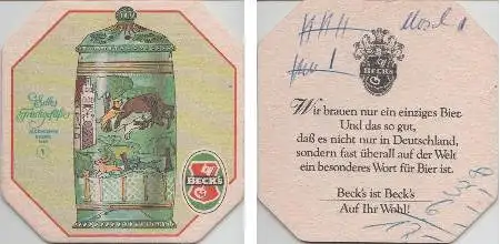 Bierdeckel 8-eckig - Becks - Jagdhumpen Hessen