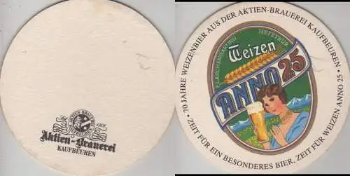 Bierdeckel rund - Aktien-Brauerei, Kaufbeuren