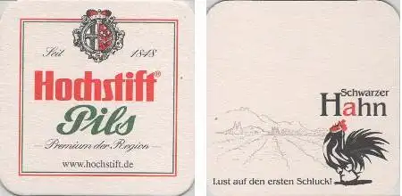 Bierdeckel quadratisch - Hochstift Schwarzer Hahn