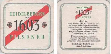 Bierdeckel quadratisch - Heidelberger 1603 - Pilsener