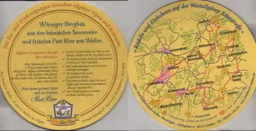 Bierdeckel rund - Post-Brauerei, Weiler