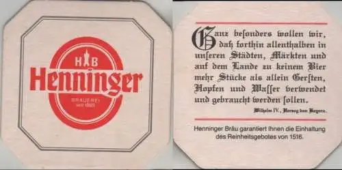 Bierdeckel quadratisch - Henninger