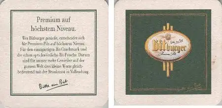 Bierdeckel quadratisch - Bitburger - kleiner Fleck