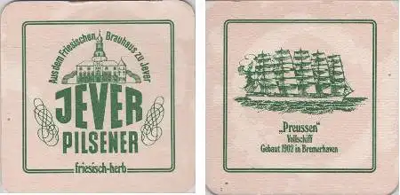 Bierdeckel quadratisch - Jever - Vollschiff Preussen