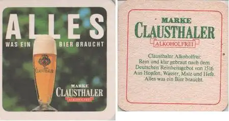 Bierdeckel quadratisch - Clausthaler ohne Alkohol