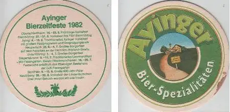 Bierdeckel rund - Ayinger - Bierzeltfeste 1982