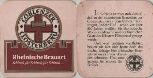 Bierdeckel quadratisch - Coblenzer Closterbräu