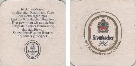 Bierdeckel quadratisch - Krombacher - Pilsener Brauart