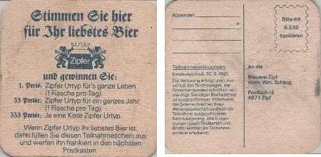 Bierdeckel quadratisch - Zipfer - liebstes Bier