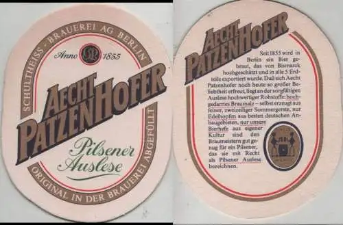 Bierdeckel oval - Patzenhofer