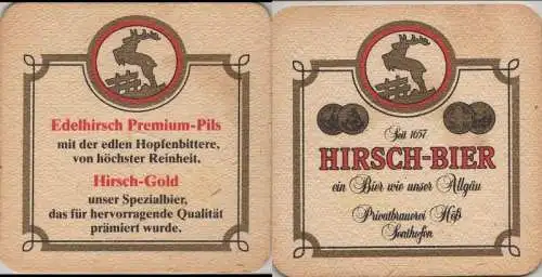 Bierdeckel quadratisch - Hirsch-Bier