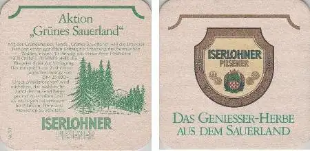 Bierdeckel quadr. - Iserlohner Pilsener - Grünes Sauerland