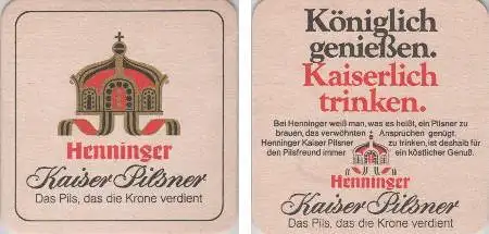 Bierdeckel quadratisch - Henninger - verdient die Krone