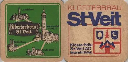 Bierdeckel quadratisch - Klosterbräu, St. Veit