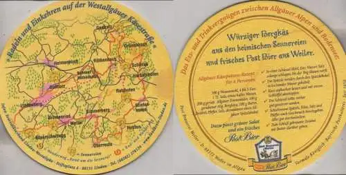 Bierdeckel rund - Post-Brauerei, Weiler