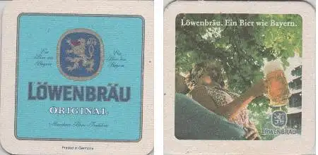 Bierdeckel quadratisch - Löwenbräu - Frau und Mann