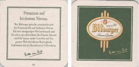 Bierdeckel quadratisch - Bitburger auf höchstem Niveau