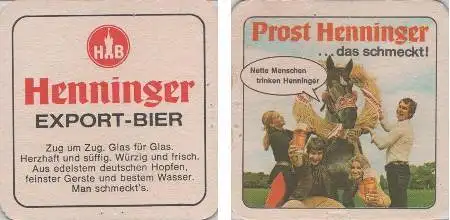 Bierdeckel quadratisch - Henninger - sprechendes Pferd