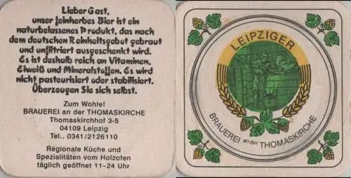 Bierdeckel quadratisch - Leipziger Brauerei an der Thomaskir