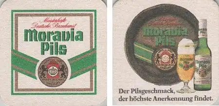 Bierdeckel quadratisch - Moravia findet Anerkennung