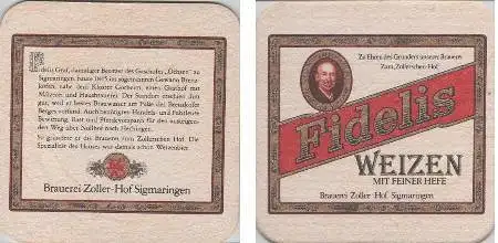 Bierdeckel quadratisch - Fidelis Weizen - Sigmaringen