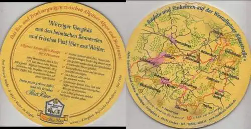 Bierdeckel rund - Post-Brauerei, Weiler