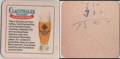 Bierdeckel quadratisch - Clausthaler