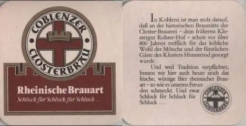 Bierdeckel quadratisch - Coblenzer Closterbräu