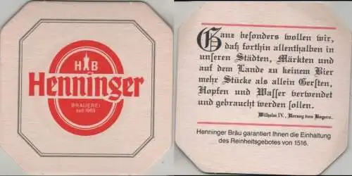 Bierdeckel quadratisch - Henninger