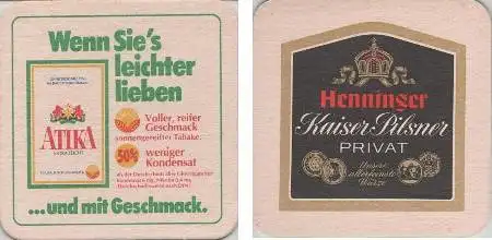 Bierdeckel quadratisch - Henninger - Rückseite Atika