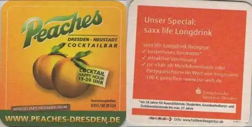 Bierdeckel quadratisch - Gaststätte - Peaches, Dresden