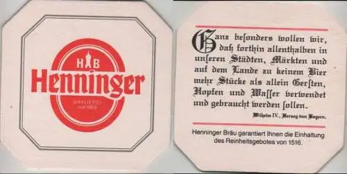 Bierdeckel quadratisch - Henninger