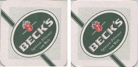 Bierdeckel quadratisch - Becks - Spitzen-Pilsener