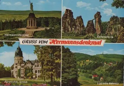 Hermannsdenkmal bei Hiddesen - mit Lippische Schweiz - 1967