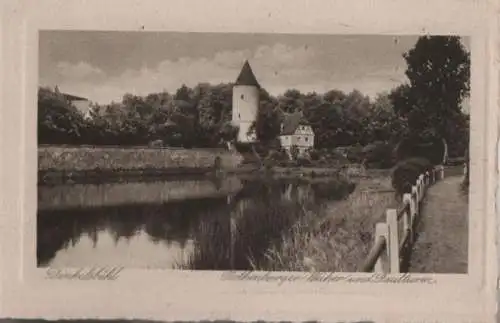 Dinkelsbühl - Rothenburger Weiher und Faulturm - ca. 1950