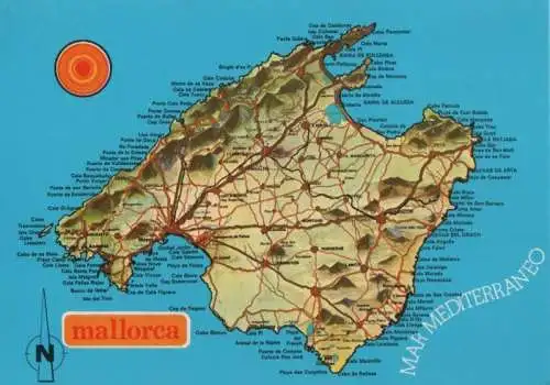 Spanien - Spanien - Mallorca - Übersichtskarte - ca. 1980